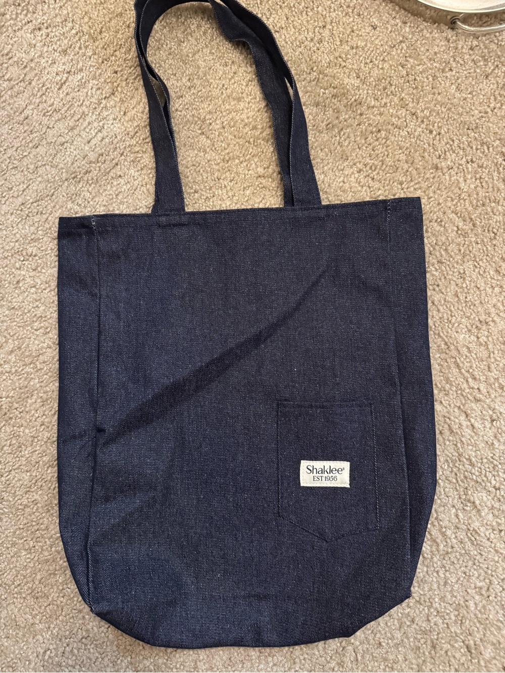 Navy Denim Jean Tote Bag - with Cute Pocket Durable Shaklee